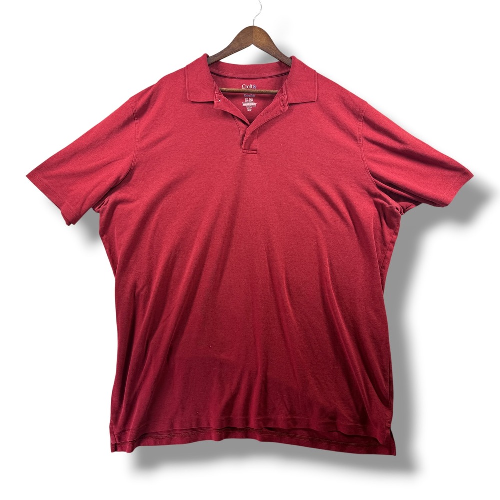 Croft & Barrow Mens 3XL Tall Extra Soft Red Short Sleeve Polo Shirt